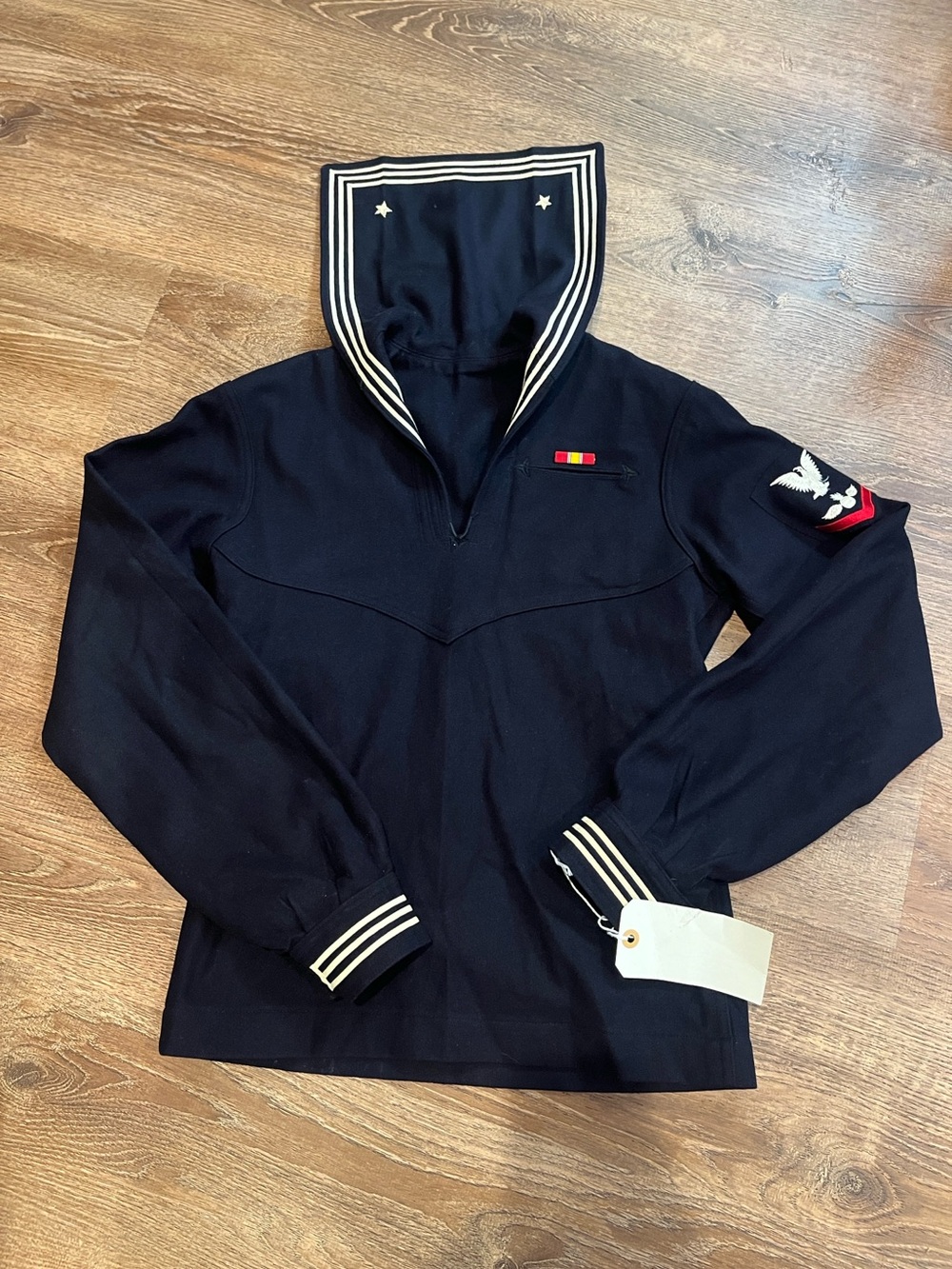 Vintage WWII Navy MILITARY Cracker Jack Wool Jumper (shirt top) Small 2301